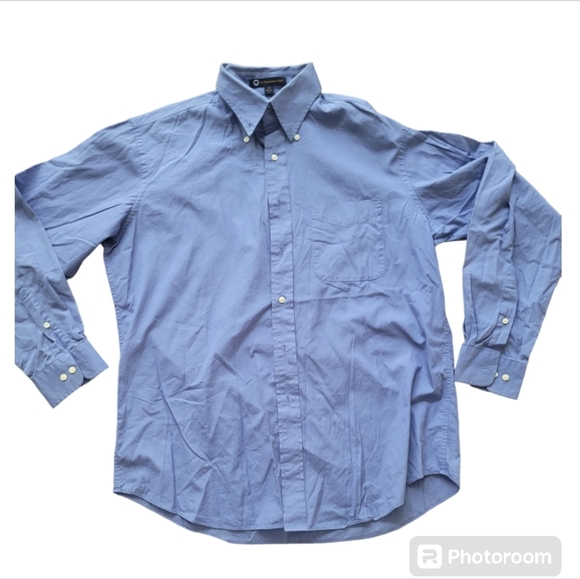 Vintage Tommy Hilfiger Blue Long Sleeve Collared Dress Shirt Size Large - Picture 1 of 10